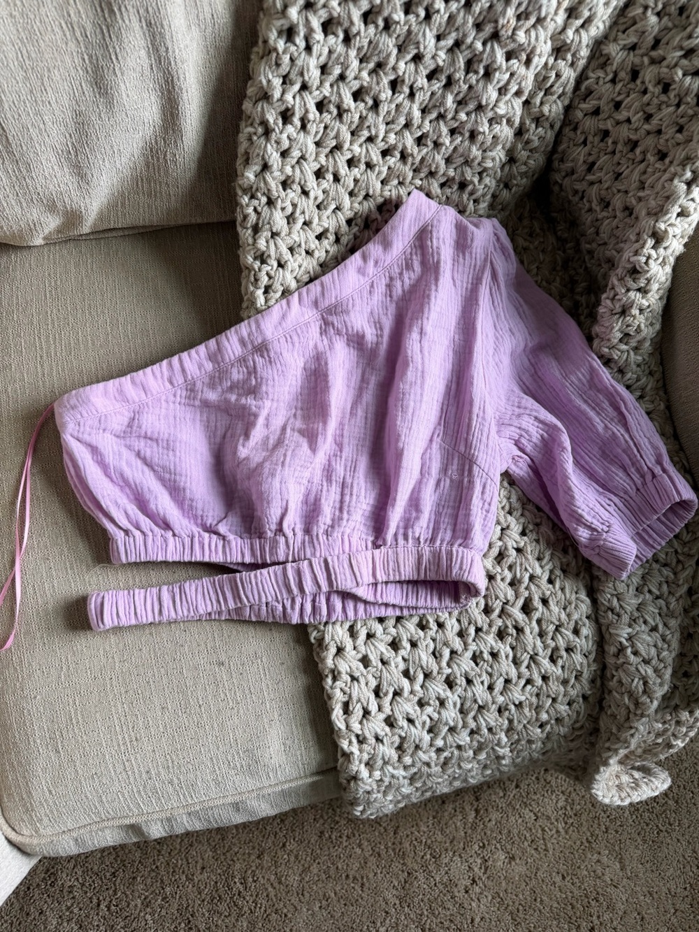 Lilac One-Shoulder Top - Light Purple  Shirt
